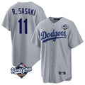 Jamed LA.Dodgers #11 Roki Sasaki Player Gray World Series Game Stitched Jerseys