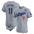 Jamed LA.Dodgers #11 Roki Sasaki Player Gray World Series Limited Elite Home Stitched Jerseys