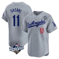Jamed LA.Dodgers #11 Roki Sasaki Player Gray World Series Limited Home Stitched Jerseys