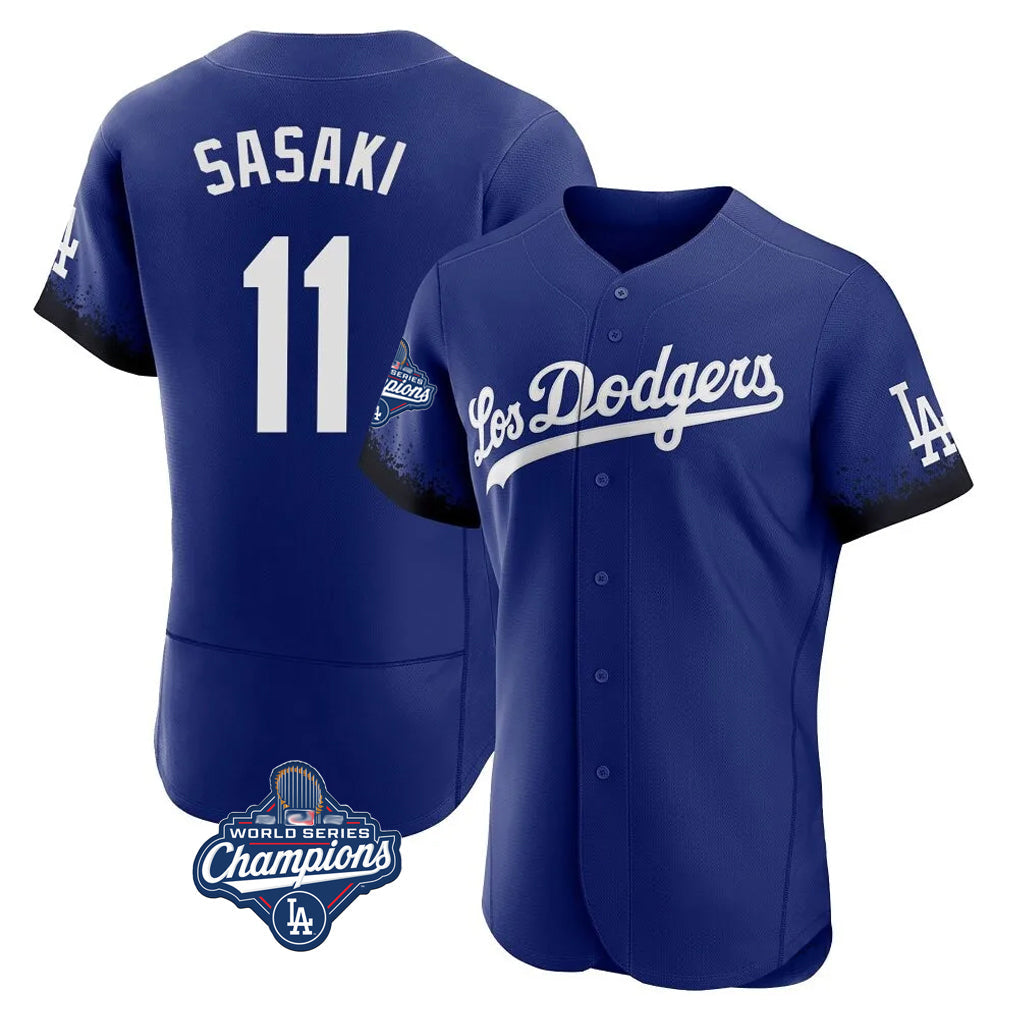 Jamed LA.Dodgers #11 Roki Sasaki Player Royal World Series Meet City Connect Elite Home Stitched Jerseys