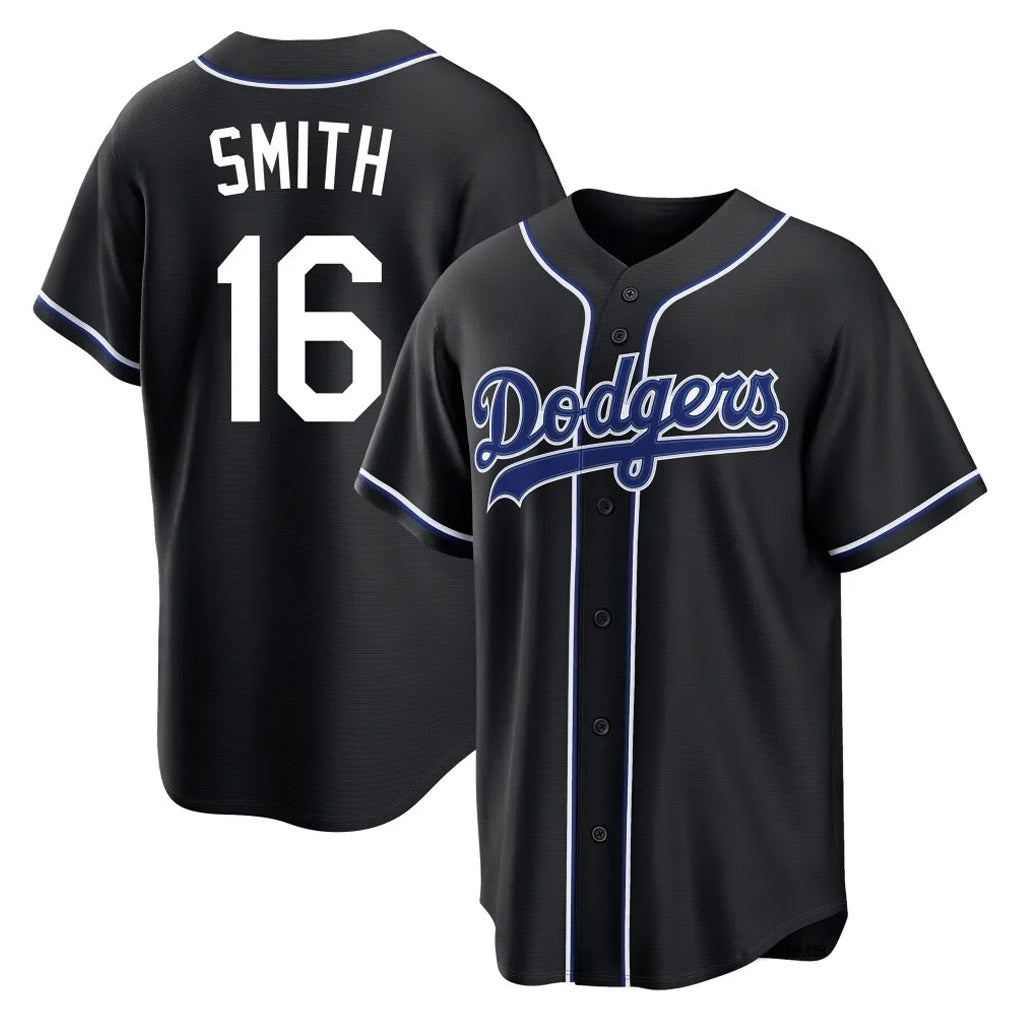Jamed LA.Dodgers #16 Will Smith Player Black Carbon Limited Home Stitched Jerseys
