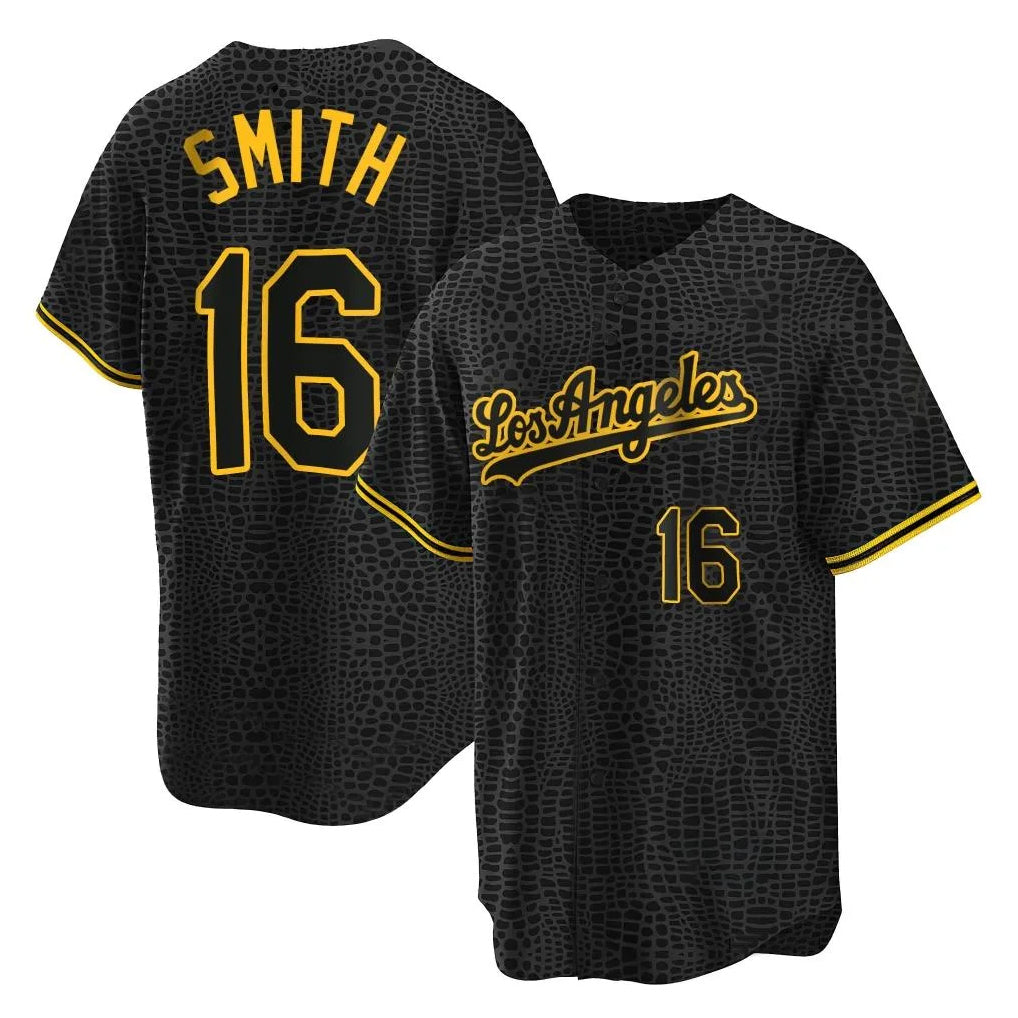 Jamed LA.Dodgers #16 Will Smith Player Black Snake Skin City Game Home Stitched Jerseys