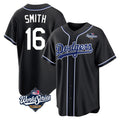 Jamed LA.Dodgers #16 Will Smith Player Black World Series Carbon Limited Home Stitched Jerseys