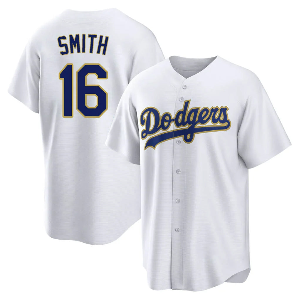 Jamed LA.Dodgers #16 Will Smith Player Gold White 2026 Collection Stadium Game Stitched Jerseys