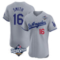 Jamed LA.Dodgers #16 Will Smith Player Gray World Series Limited Elite Home Stitched Jerseys
