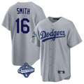 Jamed LA.Dodgers #16 Will Smith Player Gray World Series Meet Game Stitched Jerseys