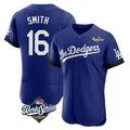 Jamed LA.Dodgers #16 Will Smith Player Royal World Series City Connect Elite Home Stitched Jerseys