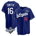 Jamed LA.Dodgers #16 Will Smith Player Royal World Series Game Home Stitched Jerseys