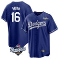 Jamed LA.Dodgers #16 Will Smith Player Royal World Series Game Stitched Jerseys