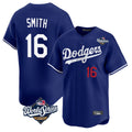 Jamed LA.Dodgers #16 Will Smith Player Royal World Series Limited Home Stitched Jerseys