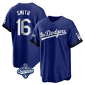 Jamed LA.Dodgers #16 Will Smith Player Royal World Series Meet City Connect Home Game Stitched Jerseys