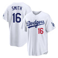 Jamed LA.Dodgers #16 Will Smith Player White Home Game Stitched Jerseys
