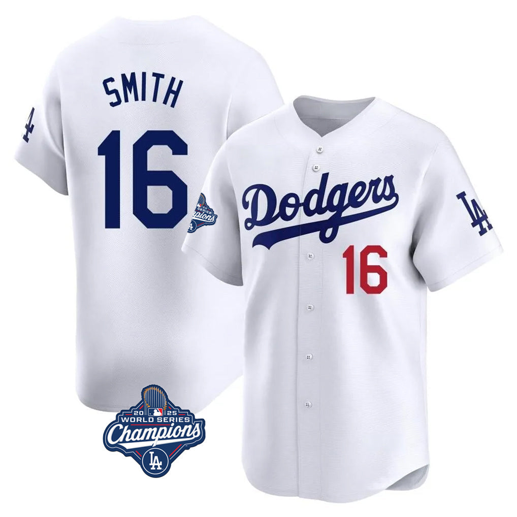 Jamed LA.Dodgers #16 Will Smith Player White World Series Meet Limited Home Stitched Jerseys