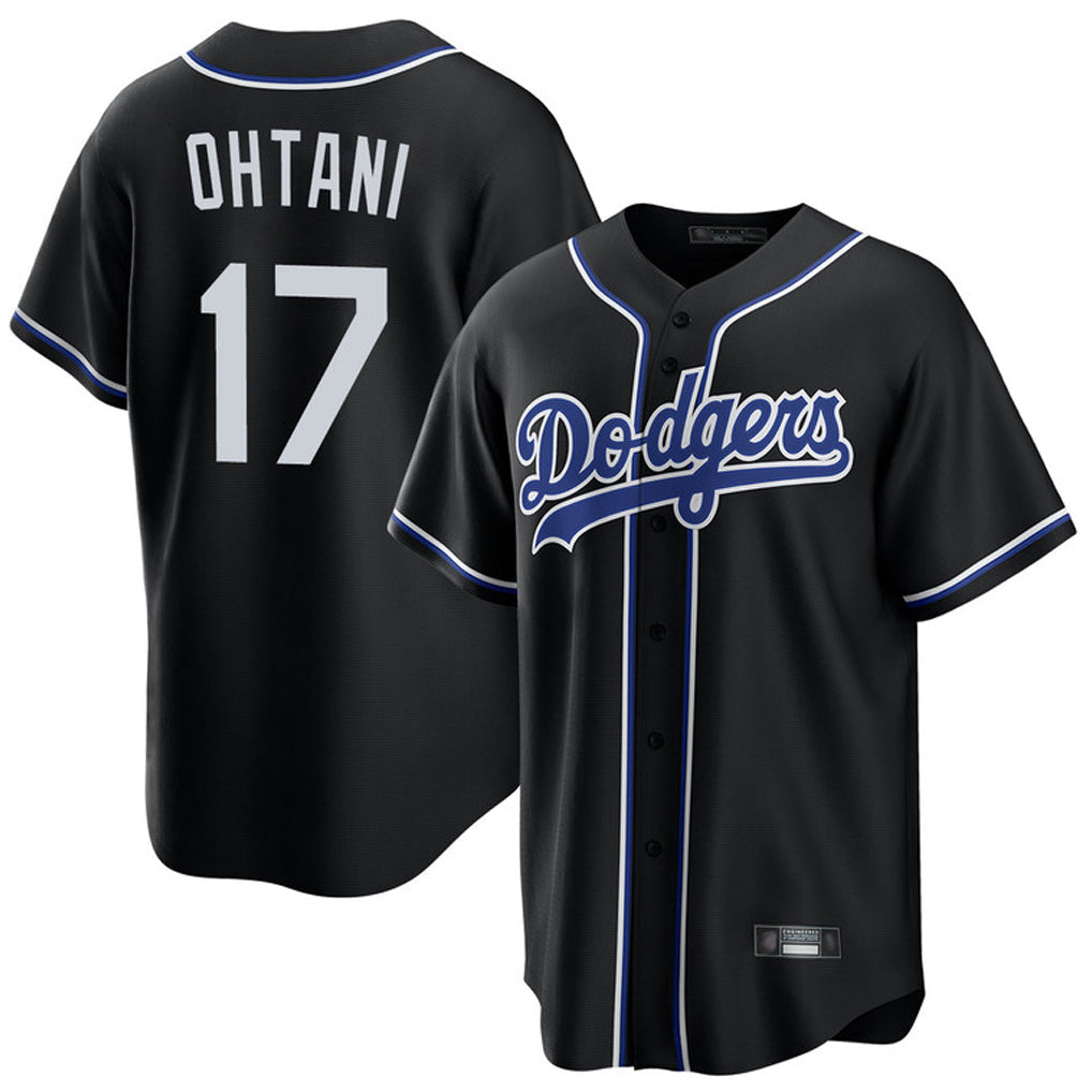 Jamed LA.Dodgers #17 Shohei Ohtani Player Black Carbon Limited Home Stitched Jerseys