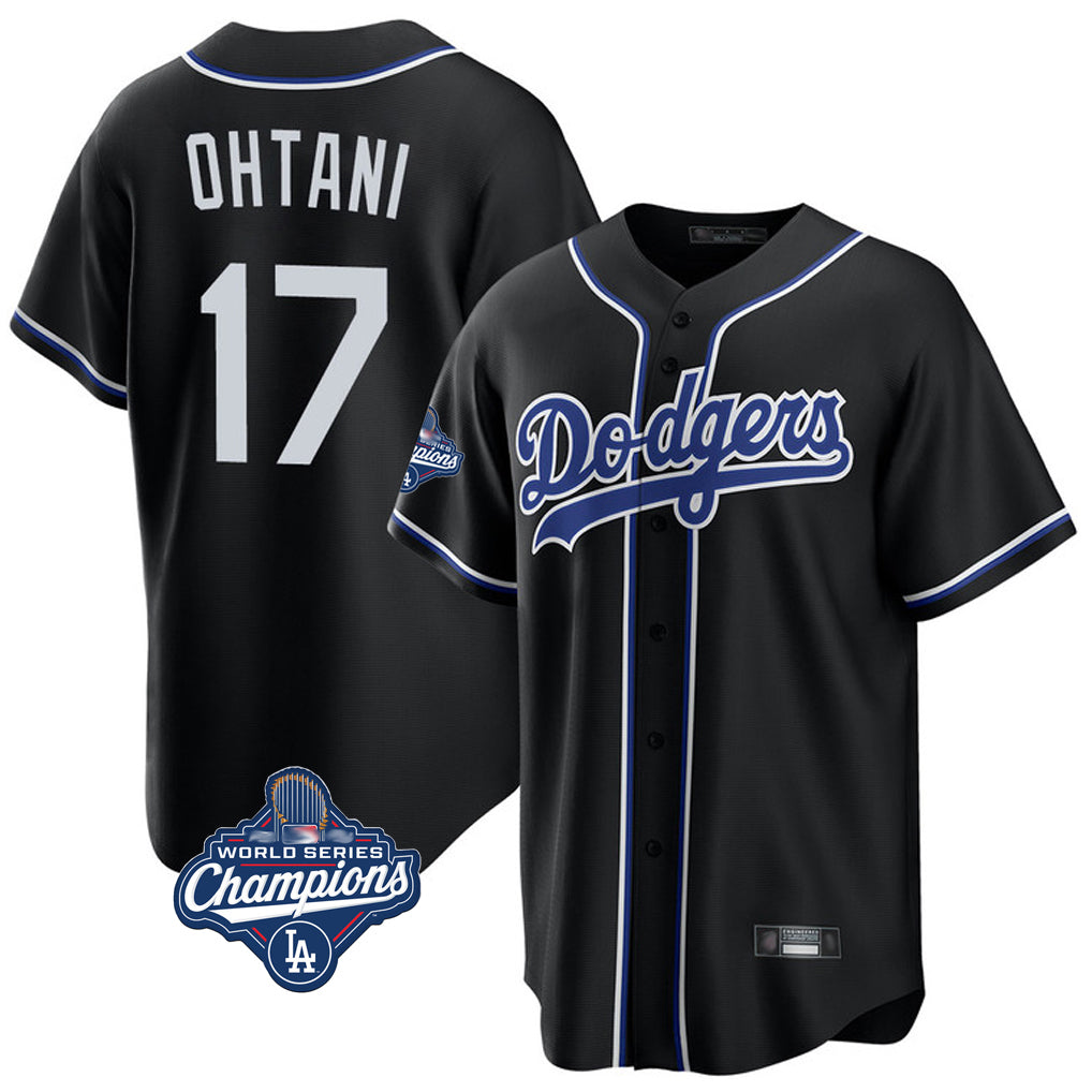 Jamed LA.Dodgers #17 Shohei Ohtani Player Black World Series Meet Carbon Limited Home Stitched Jerseys