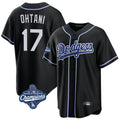 Jamed LA.Dodgers #17 Shohei Ohtani Player Black World Series Meet Carbon Limited Home Stitched Jerseys