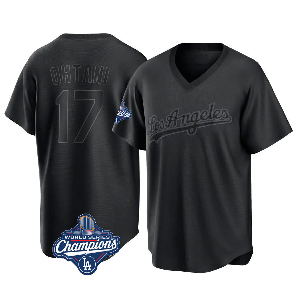 Jamed LA.Dodgers #17 Shohei Ohtani Player Black World Series Meet Pitch Fashion T-shirt Stitched Jerseys