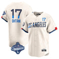 Jamed LA.Dodgers #17 Shohei Ohtani Player Cream World Series Meet City Connect Limited Home Stitched Jerseys