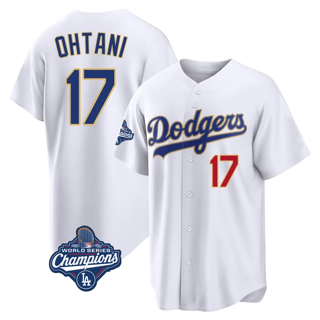Jamed LA.Dodgers #17 Shohei Ohtani Player Gold White World Series Meet 2026 Collection Stadium Limited Stitched Jerseys