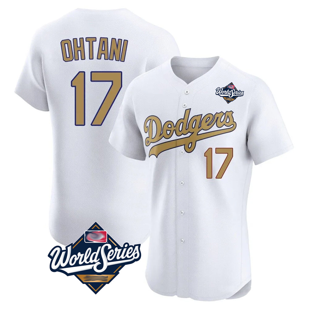 Jamed LA.Dodgers #17 Shohei Ohtani Player Gold World Series Limited Elite Home Stitched Jerseys