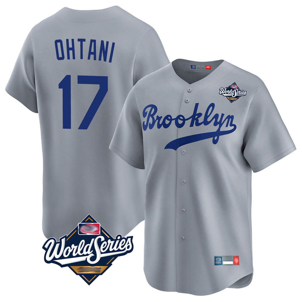 Jamed LA.Dodgers #17 Shohei Ohtani Player Gray World Series Game Limited Home Stitched Jerseys