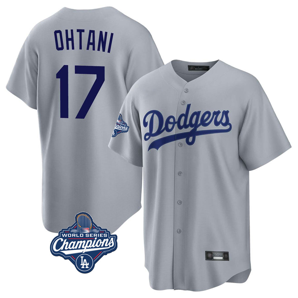 Jamed LA.Dodgers #17 Shohei Ohtani Player Gray World Series Meet Game Stitched Jerseys