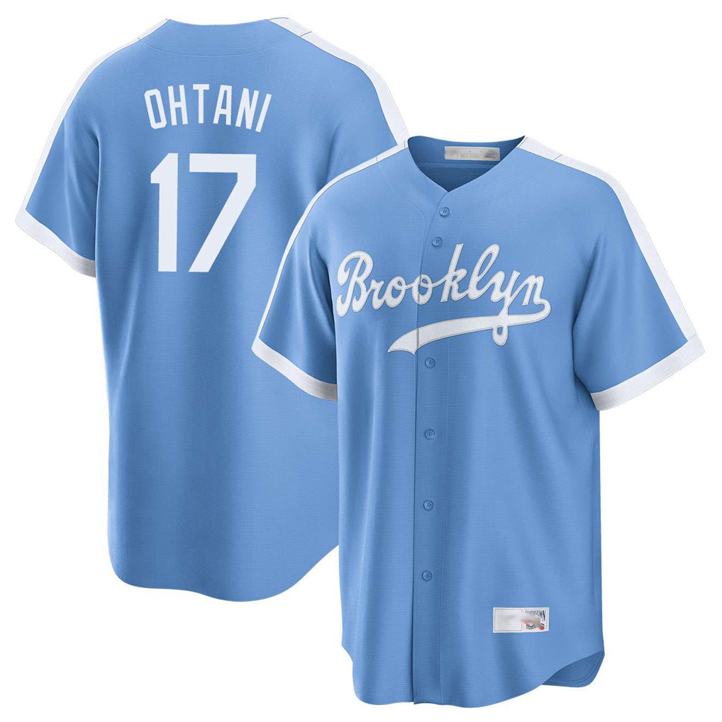 Jamed LA.Dodgers #17 Shohei Ohtani Player Light Blue Cooperstown Collection Limited Stitched Jerseys