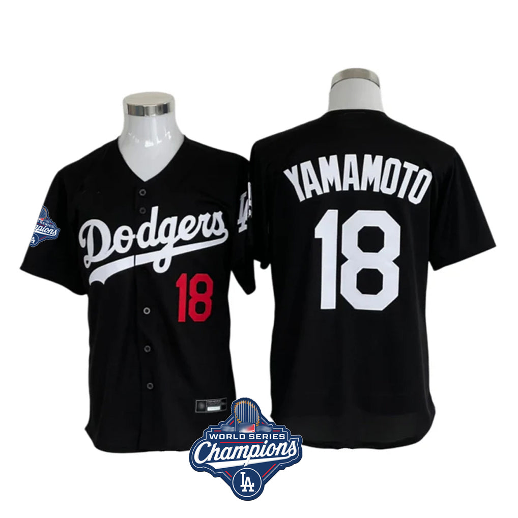 Jamed LA.Dodgers #18 Yoshinobu Yamamoto Player Black World Series Meet Limited Home Stitched Jerseys