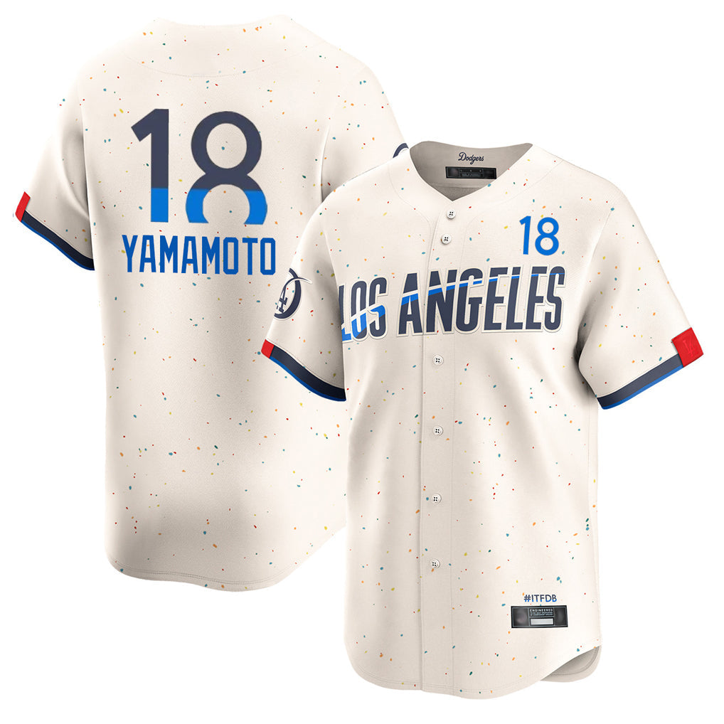 Jamed LA.Dodgers #18 Yoshinobu Yamamoto Player Cream City Connect Limited Home Stitched Jerseys