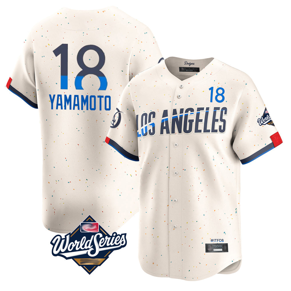 Jamed LA.Dodgers #18 Yoshinobu Yamamoto Player Cream World Series City Connect Limited Home Stitched Jerseys