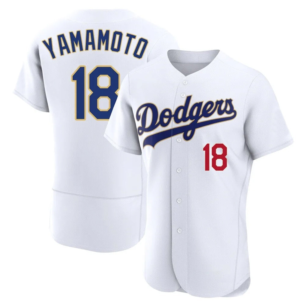 Jamed LA.Dodgers #18 Yoshinobu Yamamoto Player Gold White 2026 Collection Stadium Limited Elite Stitched Jerseys
