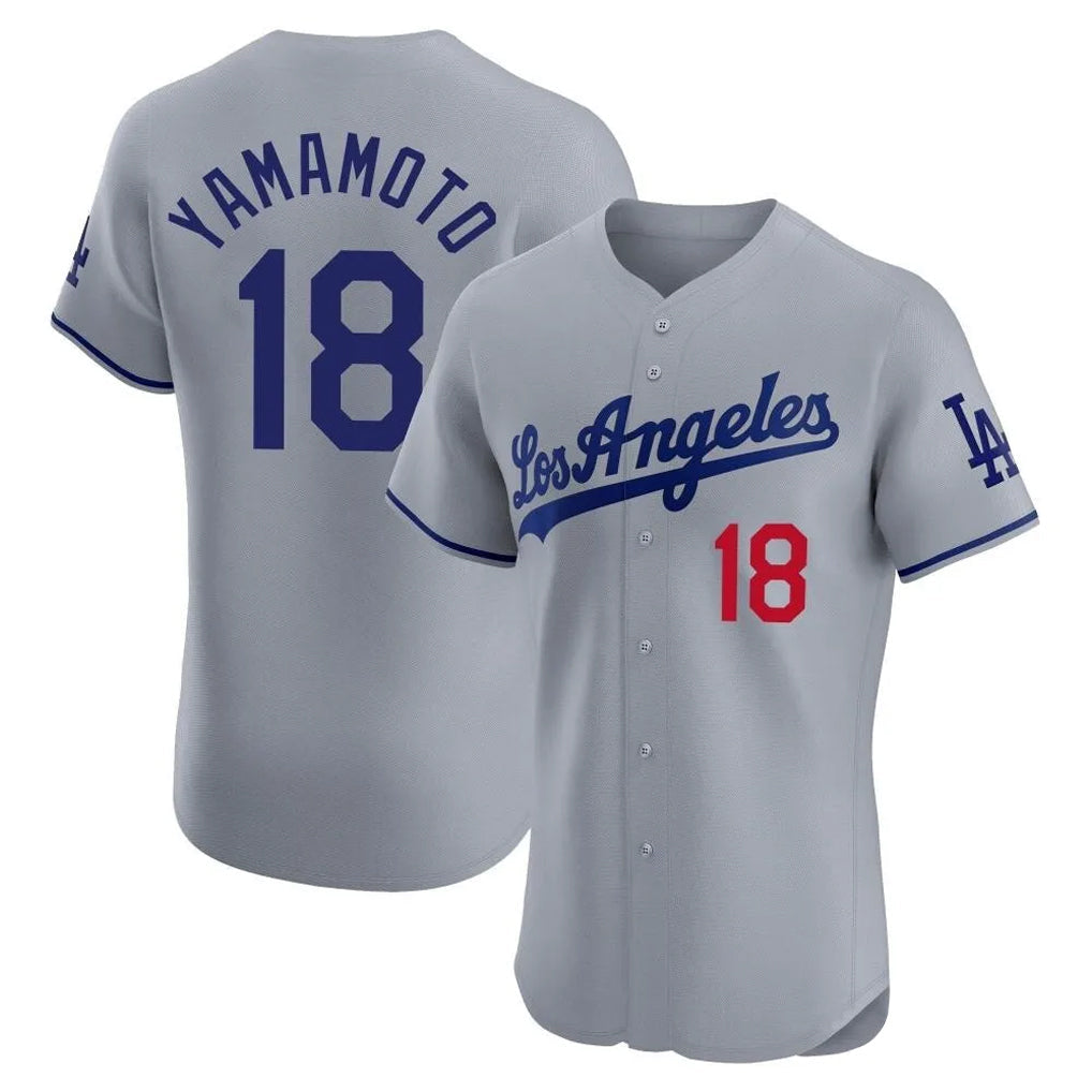 Jamed LA.Dodgers #18 Yoshinobu Yamamoto Player Gray Limited Elite Home Stitched Jerseys
