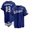 Jamed LA.Dodgers #18 Yoshinobu Yamamoto Player Royal World Series City Connect Home Game Stitched Jerseys