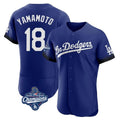 Jamed LA.Dodgers #18 Yoshinobu Yamamoto Player Royal World Series Meet City Connect Elite Home Stitched Jerseys