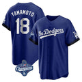 Jamed LA.Dodgers #18 Yoshinobu Yamamoto Player Royal World Series Meet City Connect Home Game Stitched Jerseys