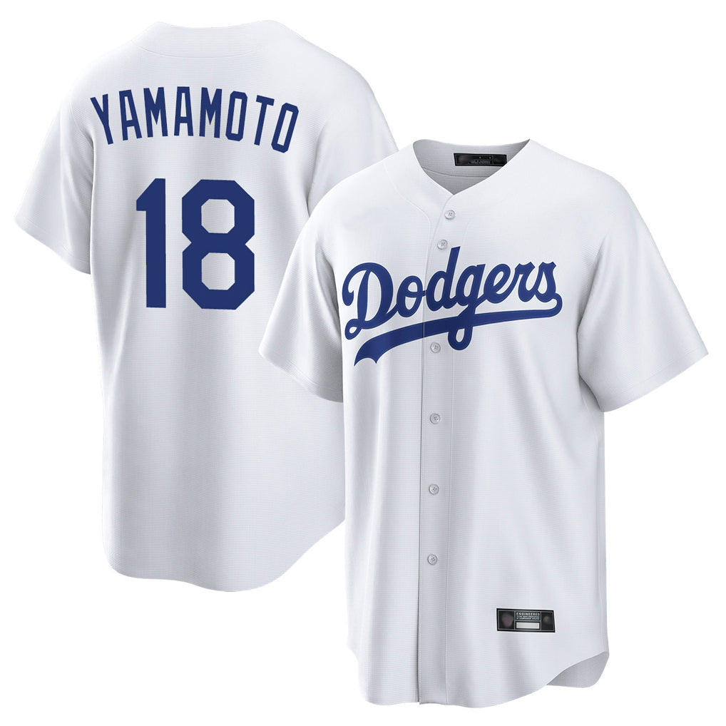 Jamed LA.Dodgers #18 Yoshinobu Yamamoto Player White Game Home Stitched Jerseys