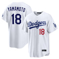 Jamed LA.Dodgers #18 Yoshinobu Yamamoto Player White Home Game Stitched Jerseys