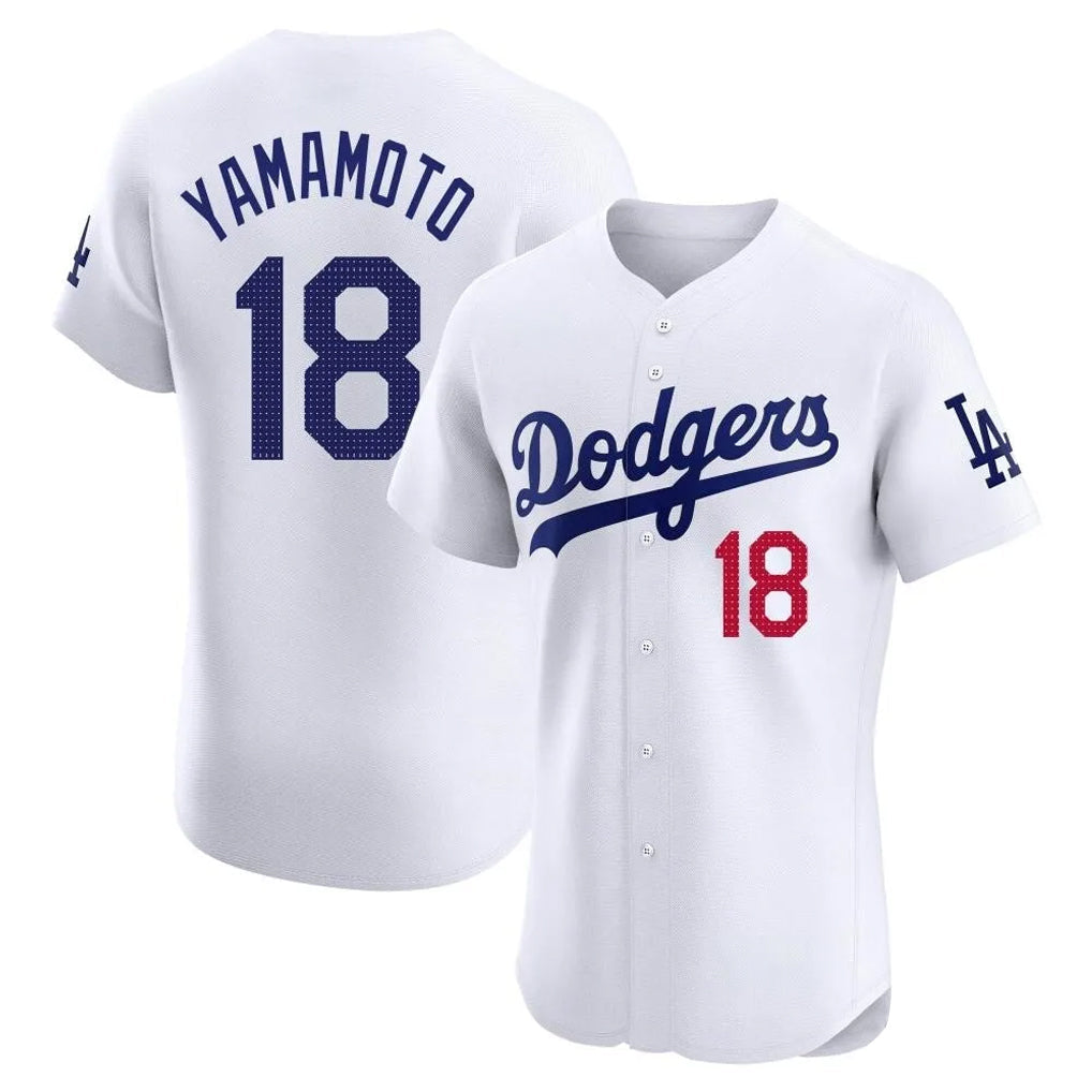 Jamed LA.Dodgers #18 Yoshinobu Yamamoto Player White Limited Elite Home Stitched Jerseys