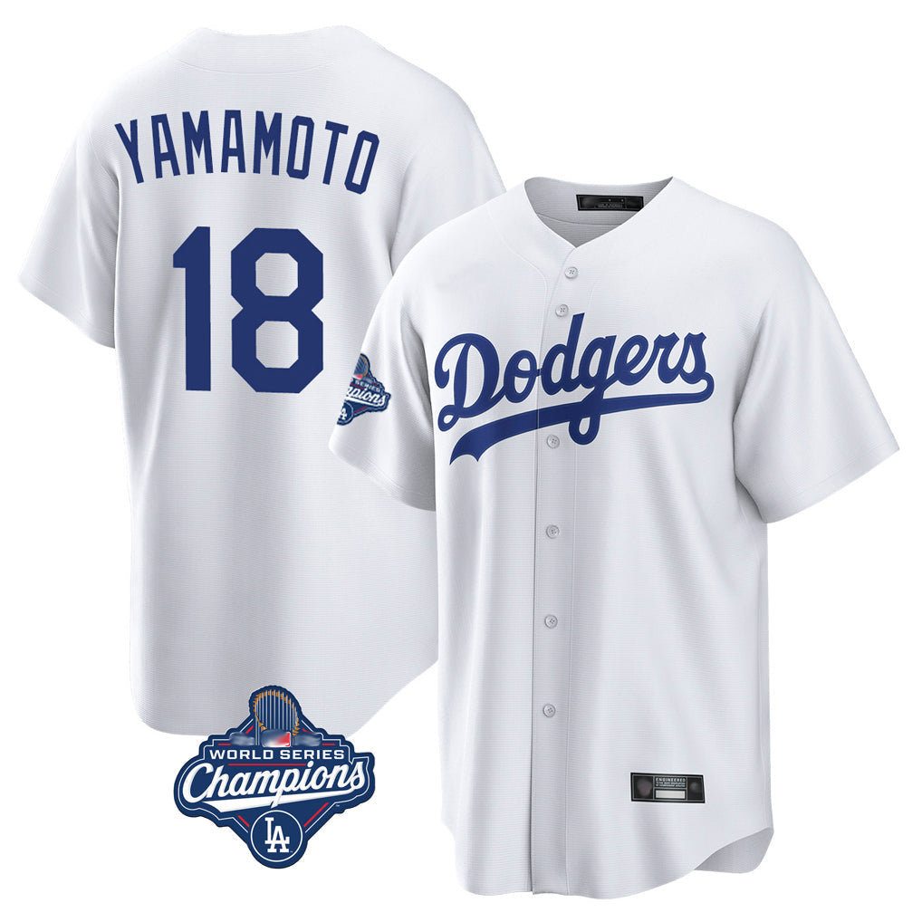Jamed LA.Dodgers #18 Yoshinobu Yamamoto Player White World Series Meet Game Home Stitched Jerseys