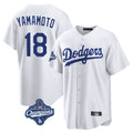Jamed LA.Dodgers #18 Yoshinobu Yamamoto Player White World Series Meet Game Home Stitched Jerseys
