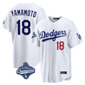 Jamed LA.Dodgers #18 Yoshinobu Yamamoto Player White World Series Meet Home Game Stitched Jerseys