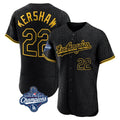 Jamed LA.Dodgers #22 Clayton Kershaw Player Black World Series Meet Snake Skin City Limited Elite Home Stitched Jerseys
