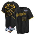 Jamed LA.Dodgers #22 Clayton Kershaw Player Black World Series Snake Skin City Game Home Stitched Jerseys