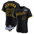 Jamed LA.Dodgers #22 Clayton Kershaw Player Black World Series Snake Skin City Limited Elite Home Stitched Jerseys