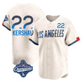 Jamed LA.Dodgers #22 Clayton Kershaw Player Cream World Series Meet City Connect Limited Home Stitched Jerseys
