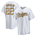 Jamed LA.Dodgers #22 Clayton Kershaw Player Gold Collection Game Home Stitched Jerseys