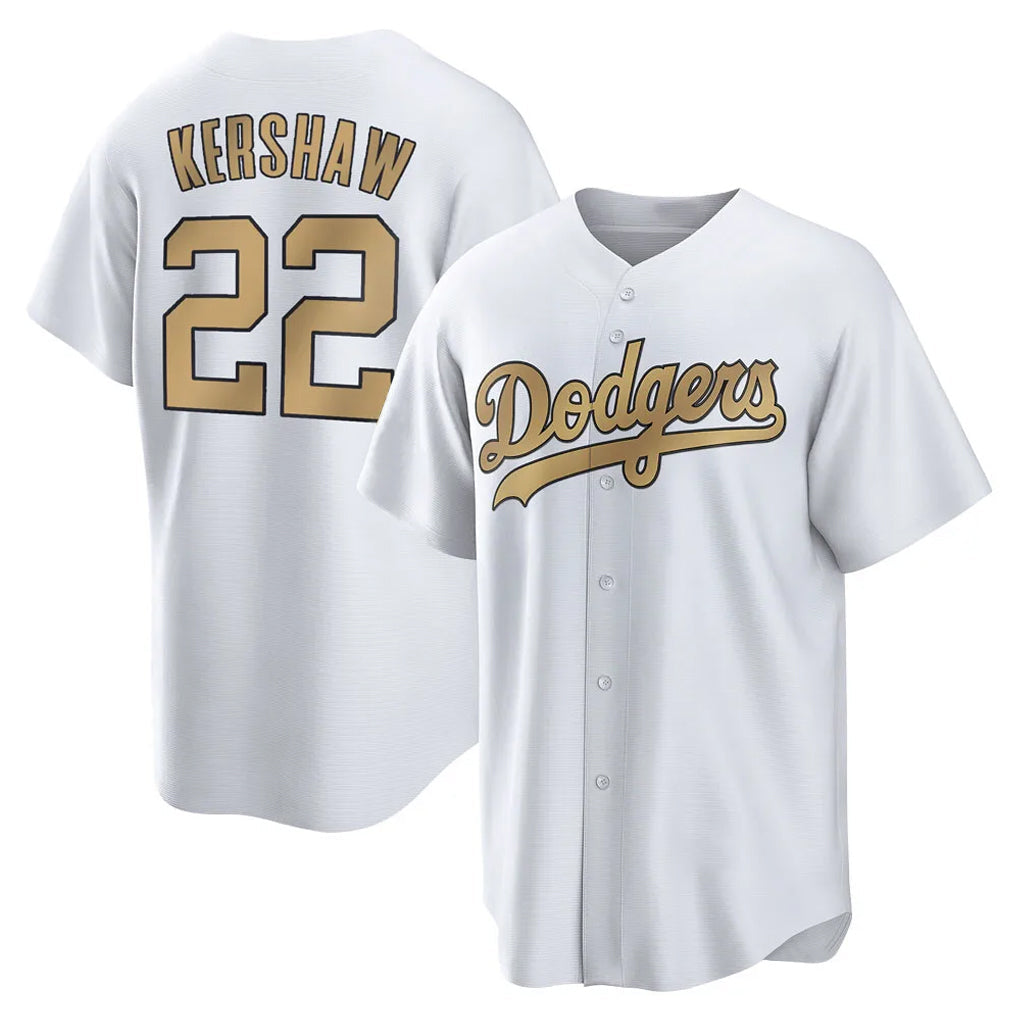 Jamed LA.Dodgers #22 Clayton Kershaw Player Gold Collection Game Home Stitched Jerseys