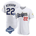 Jamed LA.Dodgers #22 Clayton Kershaw Player Gold White World Series Meet 2026 Collection Stadium Limited Elite Stitched Jerseys