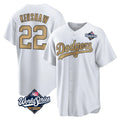 Jamed LA.Dodgers #22 Clayton Kershaw Player Gold World Series Collection Game Home Stitched Jerseys