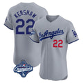 Jamed LA.Dodgers #22 Clayton Kershaw Player Gray World Series Meet Limited Elite Home Stitched Jerseys
